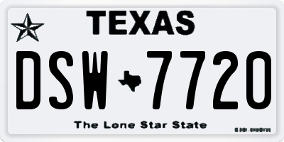 TX license plate DSW7720