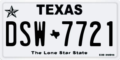 TX license plate DSW7721