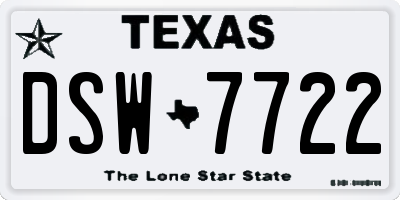TX license plate DSW7722