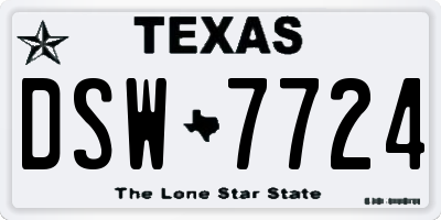 TX license plate DSW7724