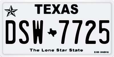 TX license plate DSW7725