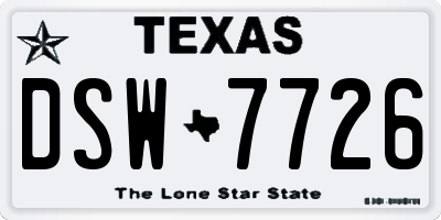 TX license plate DSW7726