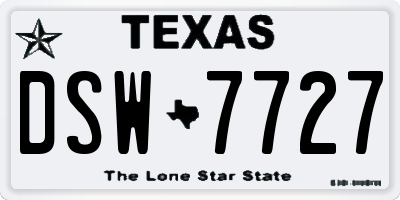 TX license plate DSW7727