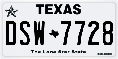TX license plate DSW7728