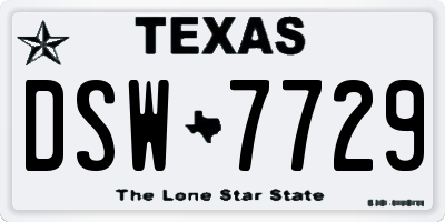TX license plate DSW7729