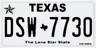 TX license plate DSW7730