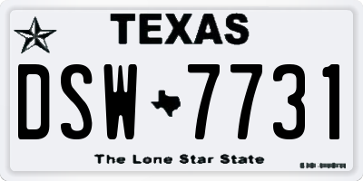 TX license plate DSW7731