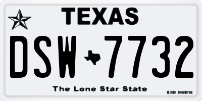TX license plate DSW7732