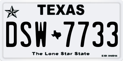 TX license plate DSW7733
