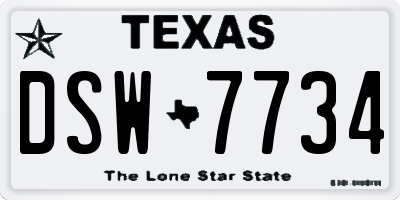 TX license plate DSW7734