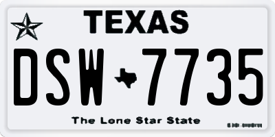TX license plate DSW7735