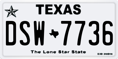 TX license plate DSW7736