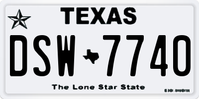 TX license plate DSW7740