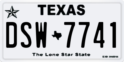 TX license plate DSW7741
