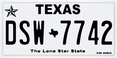 TX license plate DSW7742