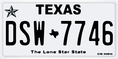 TX license plate DSW7746