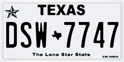 TX license plate DSW7747