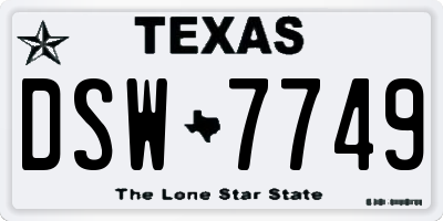 TX license plate DSW7749