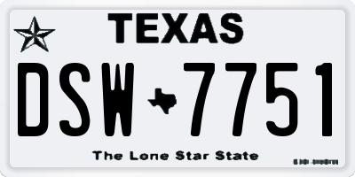 TX license plate DSW7751