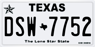 TX license plate DSW7752