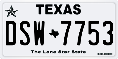 TX license plate DSW7753