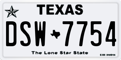 TX license plate DSW7754