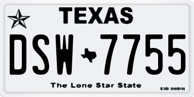 TX license plate DSW7755