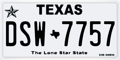 TX license plate DSW7757