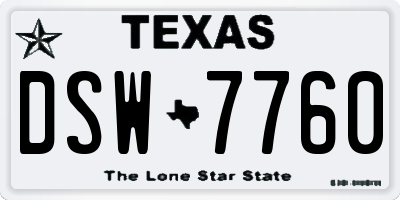 TX license plate DSW7760