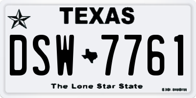 TX license plate DSW7761