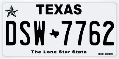 TX license plate DSW7762
