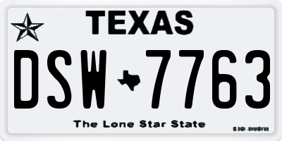 TX license plate DSW7763