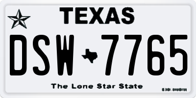 TX license plate DSW7765