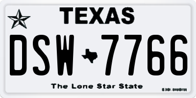 TX license plate DSW7766