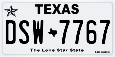 TX license plate DSW7767