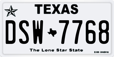 TX license plate DSW7768