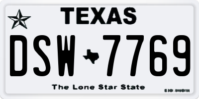TX license plate DSW7769