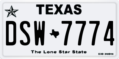 TX license plate DSW7774