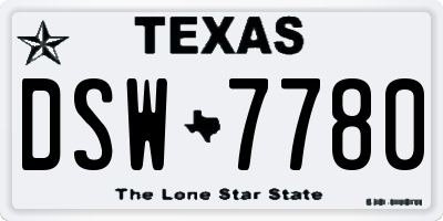 TX license plate DSW7780