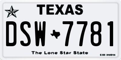 TX license plate DSW7781