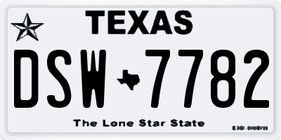 TX license plate DSW7782