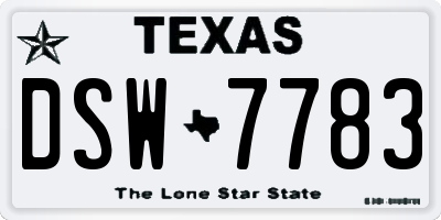 TX license plate DSW7783