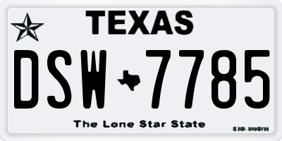 TX license plate DSW7785
