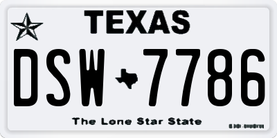 TX license plate DSW7786