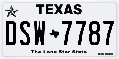 TX license plate DSW7787
