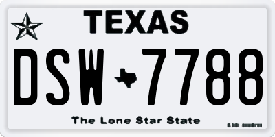 TX license plate DSW7788