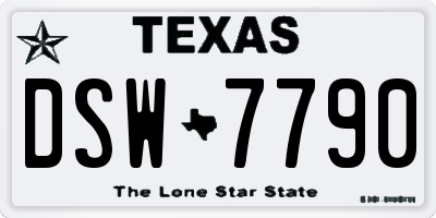 TX license plate DSW7790