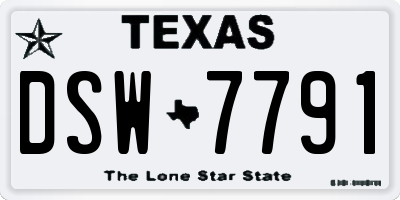 TX license plate DSW7791