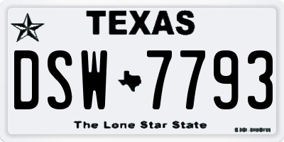 TX license plate DSW7793