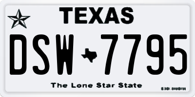 TX license plate DSW7795